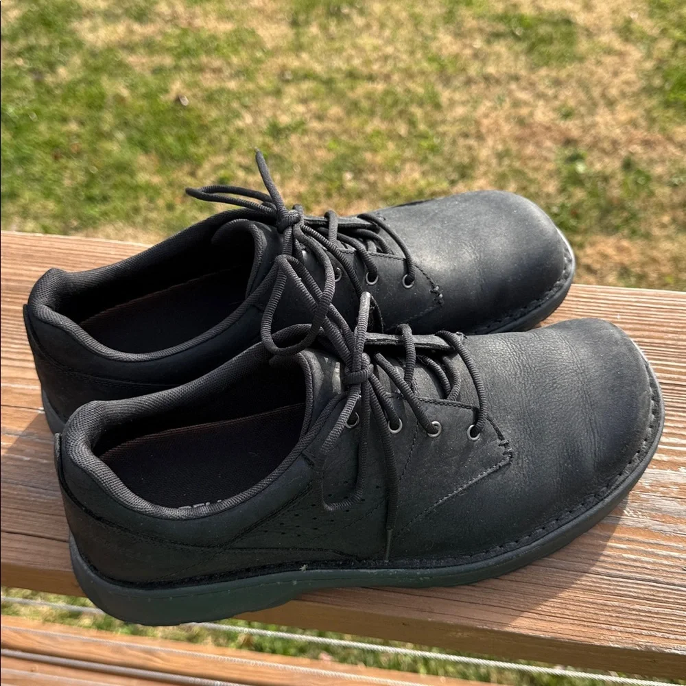 Merrell World Legend 2 Black Leather Lace Up Loafer Shoes Size 11.5 WIDE